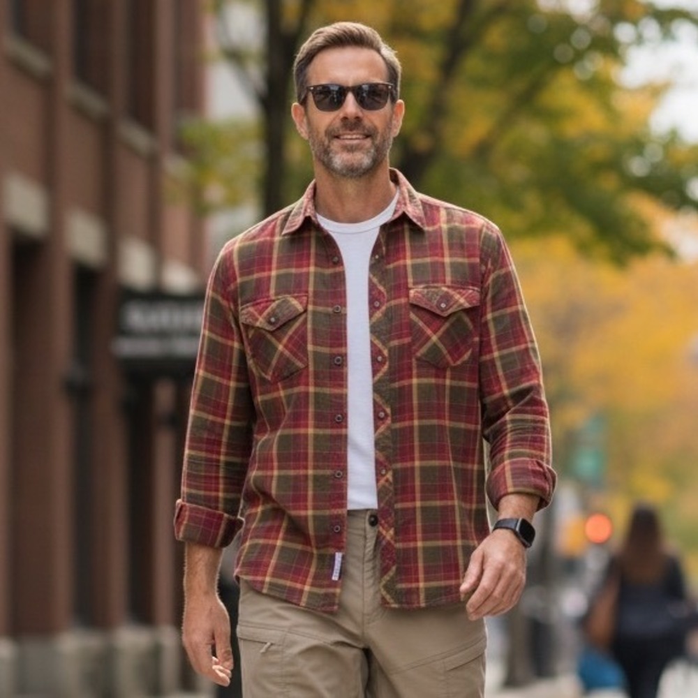 5.11 Tactical Peak Long Sleeve Plaid Shirt Red Olive 72404 Mens Large